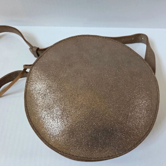 Madewell Purse Metallic Sand Simple Circle Crossbody Bag Preppy Party - Picture 4 of 14